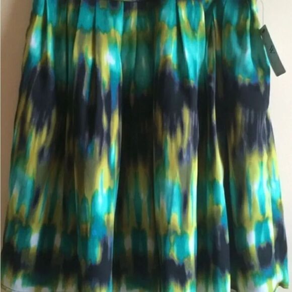 Worthington NWT teal combo aline skirt full multi color NO belt 14 - Picture 2 of 2